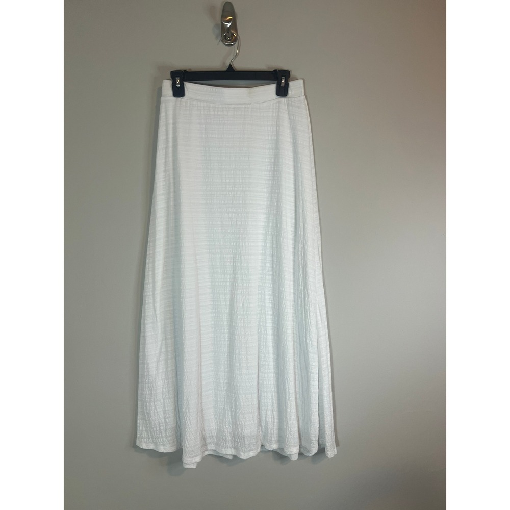 Cato Womens White Textured Knit Maxi Skirt Elastic Waist Lined Size Small